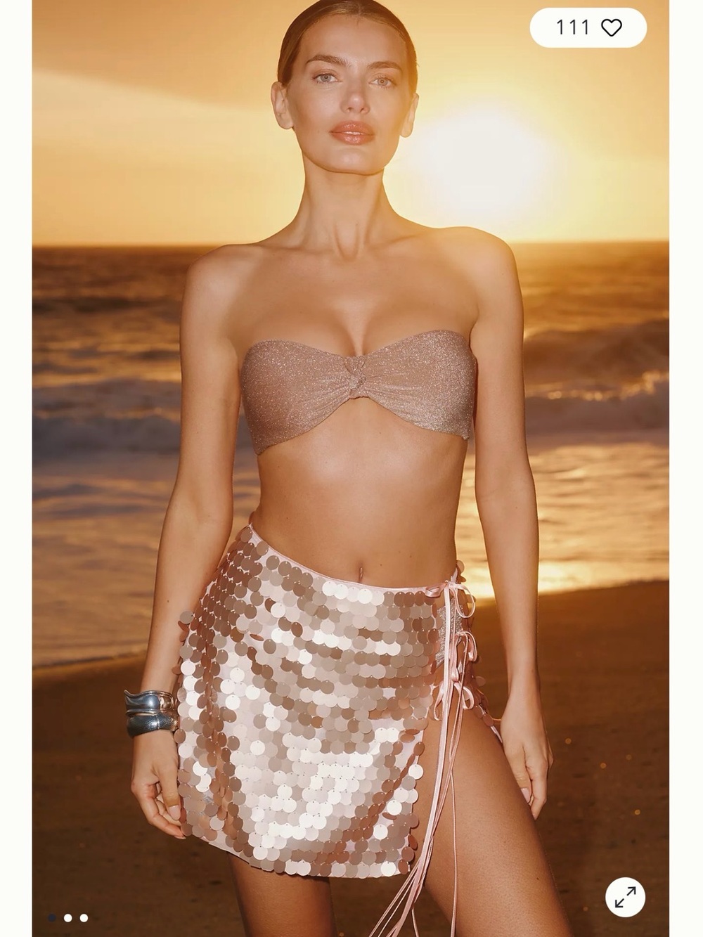 NWT Anthropologie Rose Gold Sequin Mini Skirt